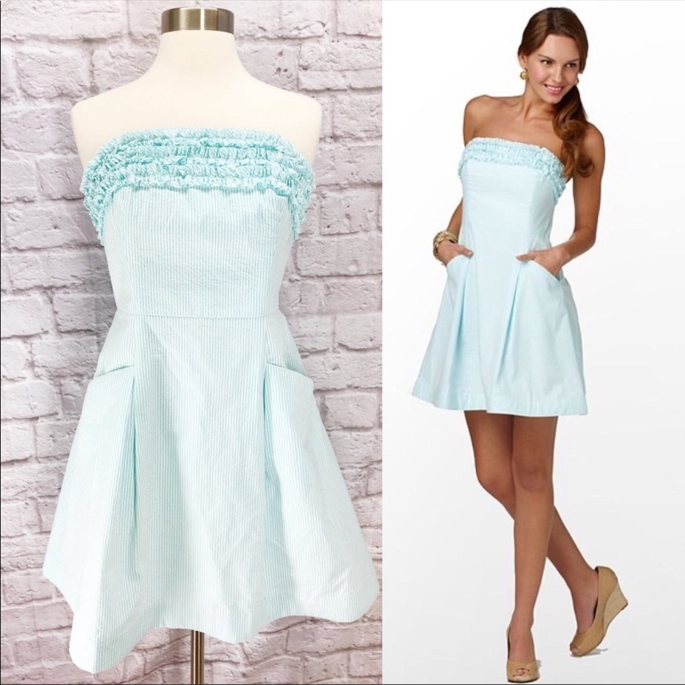 Lilly Pulitzer Ferra Mini Dress Ruffle Seersucker